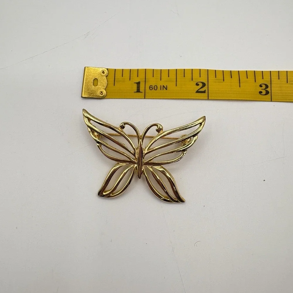 Vintage Gold Tone Butterfly Pin Brooch